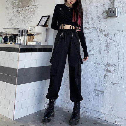 Thin Leggings Cargo Pants for Women 2024 Spring, Autumn and Summer New Two-wear Black Loose Straight Slim Casual Pants