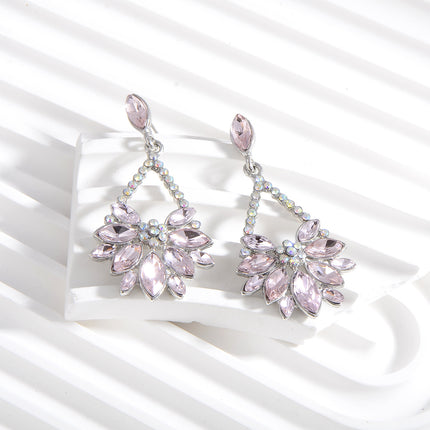 Cross-border European and American fashion earrings exaggerated net red alloy diamond flower earrings girls simple super fairy earrings wholesale