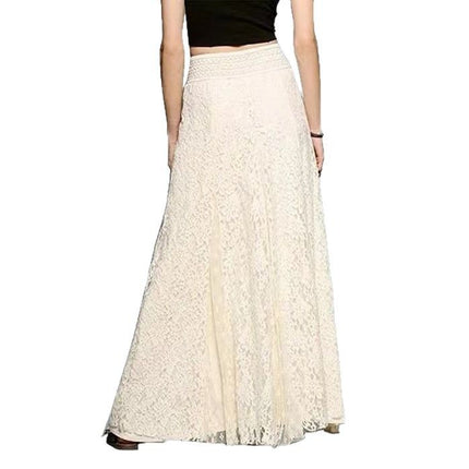 New Style High-Waisted Slimming Hollow Lace Skirt Long Floor-Length Lace Pleated Skirt