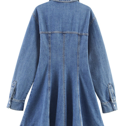 Kaopu Za 2025 New Summer Style European and American Fashion Elegant Waist-Slimming Denim Mini Dress