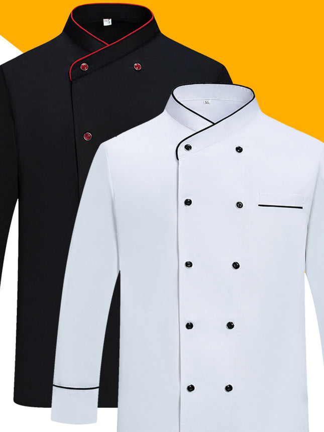 High-grade polyester cotton French chef overalls long sleeve autumn and winter baking pastry chef kitchen catering men's and women's kitchen uniform