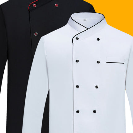 High-grade polyester cotton French chef overalls long sleeve autumn and winter baking pastry chef kitchen catering men's and women's kitchen uniform