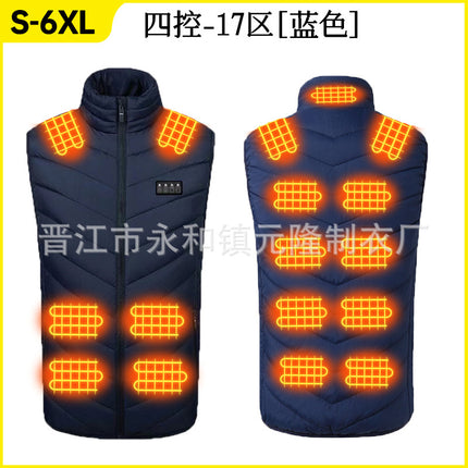 Explosive wholesale multi-zone heating clothing heating vest for men and women warm winter intelligent constant temperature safety electric heating clothing vest