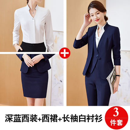 2023 Spring and Autumn New Vest Professional suit Women's Suit Hotel Front Desk Jewelry Store Sales Work Clothes Three-piece Set