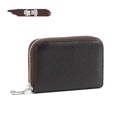 Foreign Trade Top Layer Cowhide Organ Genuine Leather Card Bag Multi-Card Bits Large Capacity RFID Anti-degaussing Men's Certificate Card Cover Women
