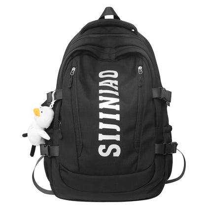 New Backpack Women's Junior Senior high school College Student Schoolbag Large Capacity Casual Couple's Double Back with Pendant for Travel