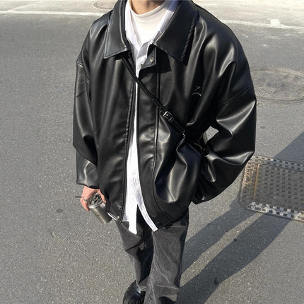 Men's Leather Jacket Autumn and Winter American Style Trendy Streetwear Stylish Jacket with Unique Design for Couples Biker Jacket