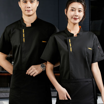 Chef overalls short sleeve summer restaurant canteen kitchen baking cake shop chef clothing manufacturers wholesale
