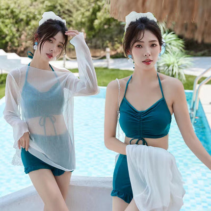 Separates Swimsuit Women's New Super Fairy Small Breasts Ins Three-Piece Set Hot Spring Conservative Belly-Covering Slimming Look Long-Sleeved Cover-Up Swimsuit