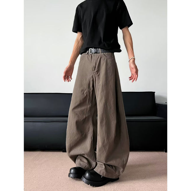 Retro Silhouette Scimitar Cargo Pants Men's Spring and Autum American Retro Vintage Loose Casual Wide-Leg Jeans