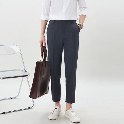 Pants men's cropped high-looking long legs men's casual suit pants black Gray small lower body small suit pants