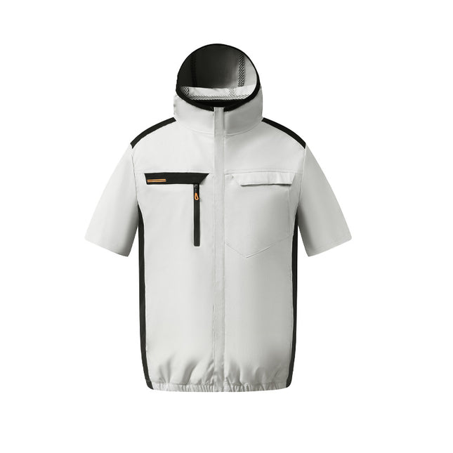 Summer New Style Color-Blocked Air-Conditioned Clothing, Outdoor Short-Sleeved Refrigeration and Cooling Work Clothes for Men and Women with Fan Air-Conditioned Clothing