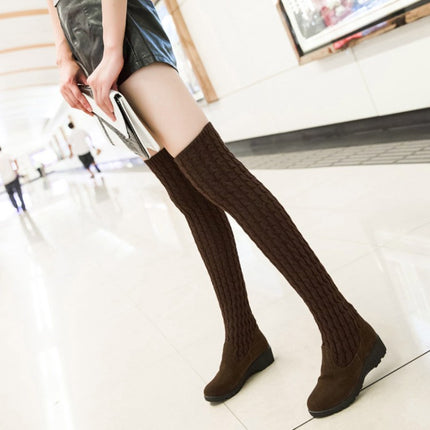Stretch Over-the-knee Boots Women's 2024 Autumn and Winter New Skinny Leg Long Boots Women's Short Knitted Over-the-knee Square Heel Thick Bottom Women's