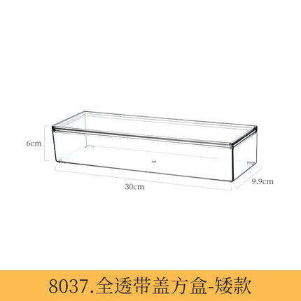 Desktop Storage Box with Lid Flip-Top Rectangular Transparent Acrylic Storage Box Kitchen Cosmetics Sundry Work Station