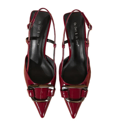 Summer New Fashion Shoes Pointed Toe Square Buckle High Heel Sandals with Hollow Back Shallow Mouth Stiletto Heels Fashionable Casual Women's Shoes