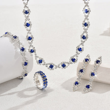 Bridal Wedding suit Necklace Earrings Two-Piece Set Geometric Full Diamond Wedding Evening Dress Accessories Cross-Border Explosions Chain Set