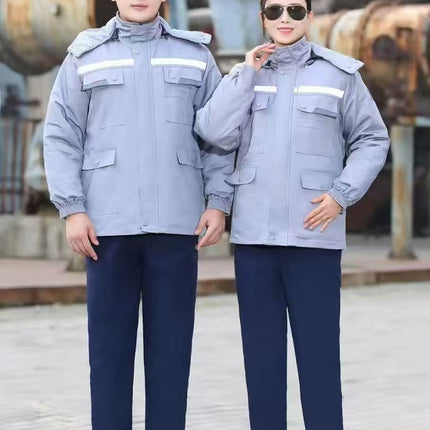 Winter thickened anti-static overalls cotton-padded clothes detachable cotton-padded jacket gas station electronics factory warm labor protection clothing wholesale