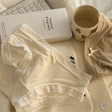 New Cream Girl Underwear Solid Color Seamless Quick-Drying Lace Sexy Ultra-Thin Summer High-End Thin Mask Shorts