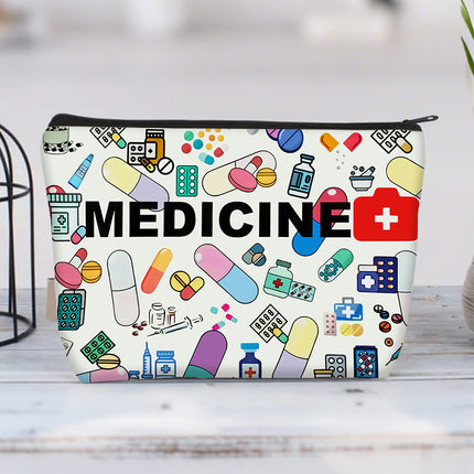 Cross-border Hot Selling Printed Canvas Cosmetic Bag Women Clutch Bag Student Zipper Pencil Case Wholesale Large Capacity Storage Bag
