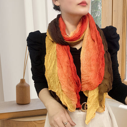 Spring and Summer Cotton Linen Pressed Pleated Leopard Scarf Women Autumn and Winter New Stylish Fashion Beach Scarf Shawl