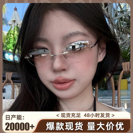 Frameless Futuristic Glasses Y2K Millennium Sexy Style Sunglasses Retro Ins Women's Fashion Sunglasses Men's Manufacturer Wholesale