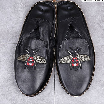 Men's Folding Wallet Shoes Genuine Leather Shoes Loafers British Korean Style Slip-on Portable Travel Shoes