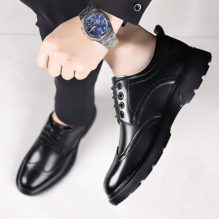 Cross-Border Large Size Leather Shoes for Men in All Seasons British Style Brogue Carved Shoes Business Formal Wear Handsome Youth Wedding Shoes