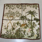 Animal green forest silk square scarf