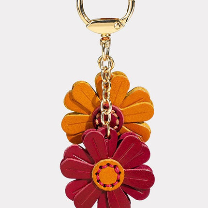High-End Vegetable Tanned Leather Gd Daisy Keychain Pendant Genuine Leather Chrysanthemum Bag Accessories Ins Trendy Set