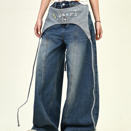 Washed Denim Jeans for Women 2025 Autumn New Loose Bf American Retro Casual Trendy Floor-Length Pants