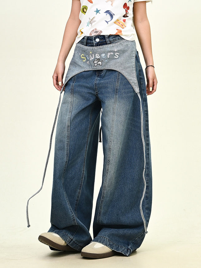 Washed Denim Jeans for Women 2025 Autumn New Loose Bf American Retro Casual Trendy Floor-Length Pants