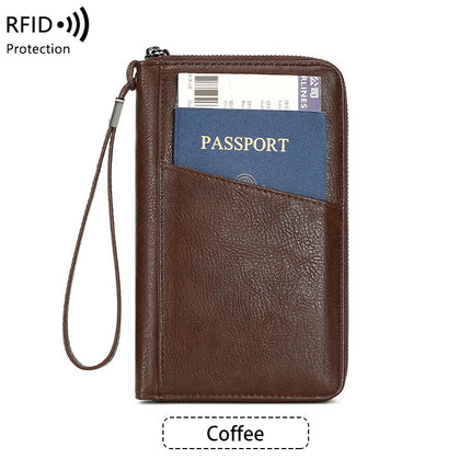 Cross-border New RFID Anti-magnetic Wallet Zipper Passport Bag Certificate Bag Air Ticket Storage Bag Multifunctional Passport Wallet
