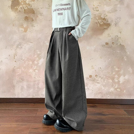 2025 New Loose Casual Pants for Men Korean Style Trendy Versatile Pants Summer Thin Drape Wide-Leg Floor-Length Trousers