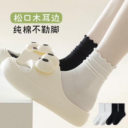 Summer socks women loose pile socks women summer thin breathable tube wooden ear cotton socks Zhuji socks wholesale