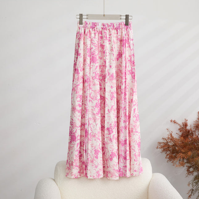 Organ Pleated Skirt Skirt Women's Long Export 2024 New A-Line Floral Skirt Nanyou Classy Women's Clothing Wholesale