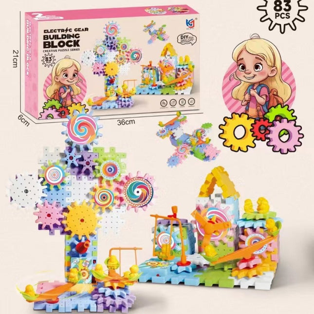 Variety of Electric Building Blocks DIY Gear Rotating Building Blocks Rail Car Kidsren's Educational Early Education Assembled Large Particle Toys