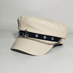 White-leather corsair chain navy hat / M（56-58cm）