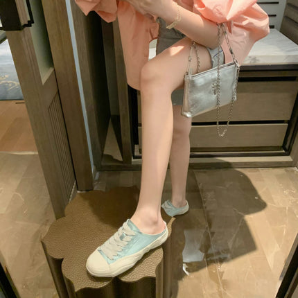 Cowhide Version ~ Weihua Store Elegant Satin Lace-Up Dissolving Shoes Color-Blocked Height-Increasing Platform Thick-Soled Casual Shoes Women's Sneakers