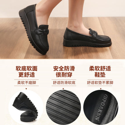 Mom's Shoes for Middle-Aged and Elderly People, Spring and Autumn Single Shoes, Soft-Soled Non-Slip Women's Shoes, Flat-Soled 2026 New Comfortable Leather Shoes