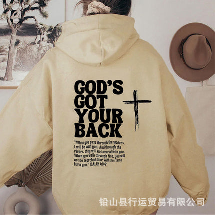 Foreign Trade Cross-Border Independent Station Women's Hooded Sweatshirt Hoodie with Letter Print on the Back Oversized Hoodie
