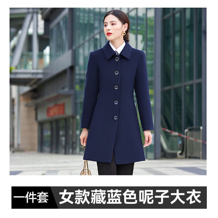 Professional woolen coat women's winter cotton and thickening sales office property tooling high-end case work clothes woolen coat