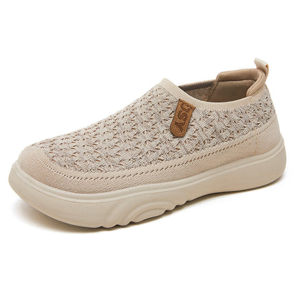 Shoes for Women, Versatile Spring Fly-Knit Breathable Non-Stinky Casual Shoes, Soft-Soled Sneakers, Mesh Breathable Single Shoes