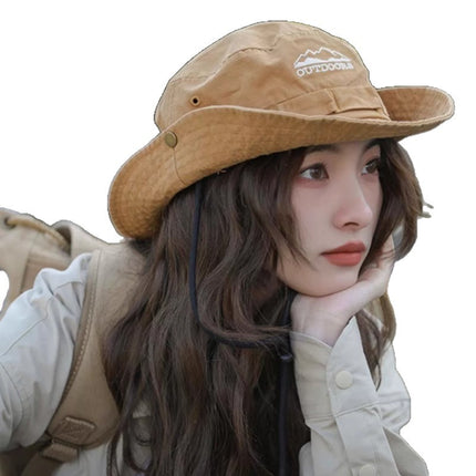 Summer Camping Style Outdoor Hiking Hat Women's Travel Leisure Fisherman Hat Sun Protection Sunshade Hat Anti-Uv Cowboy Hat