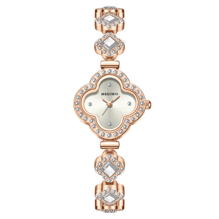Live Hot Hot Hot Fashion Four-leaf Clover Bracelet Quartz Watch Emerald Women's Watch Women's Watch Factory Wholesale
