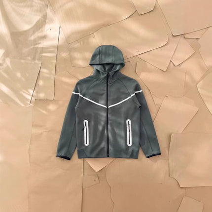 2025 New Air Layer Hooded Zipper Long Sleeve Reflective Strip Jacket 754