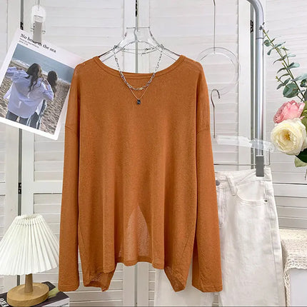 Macaron Color Ultra-White Sunscreen Clothing for Women, Front and Back Two-Wear Slit Niche Design Sunscreen T-Shirt Air-Conditioning Shirt