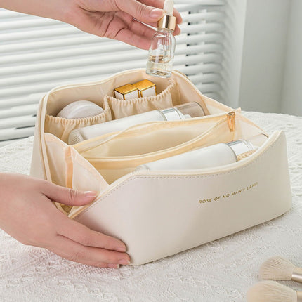 Portable Ins Advanced Sense Internet Trendy Cosmetic Bag Partition PU Pillow Bag Cosmetic Bag Large Capacity Washes Storage Bag