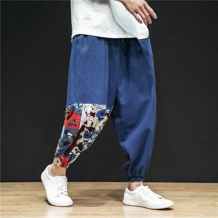Linen Ankle-length Pants Men's Spring and Summer Thin Loose plus size Casual Pants Harlan Pants Chinese Style Men's Cotton and Linen Long Pants
