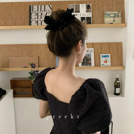 French Style White Mori Style Large Intestine Hair Ring Bear Lace Hair Rope Headwear Women's Rubber Tendon Hair Rope Hair Accessories Lace