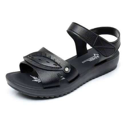 Mother's Sandals Women's Summer Flat Heel Soft Sole Comfortable Non-Slip Middle-Aged and Elderly Women's Shoes